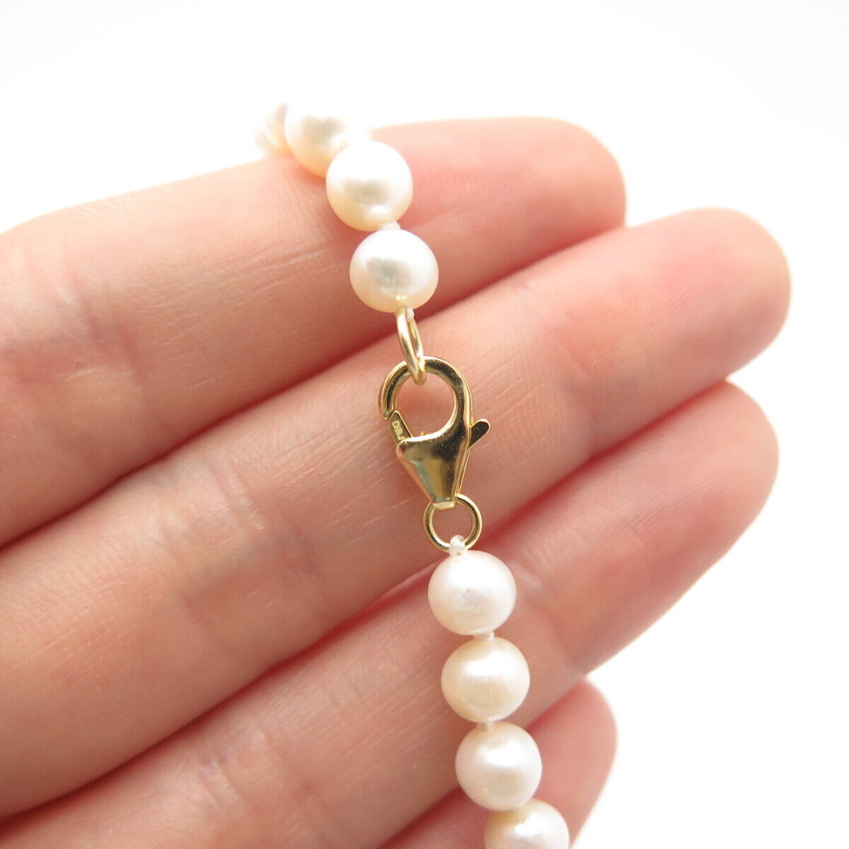 925 Sterling Silver Gold Plated Real Pearl Ball Link Bracelet 6.75"