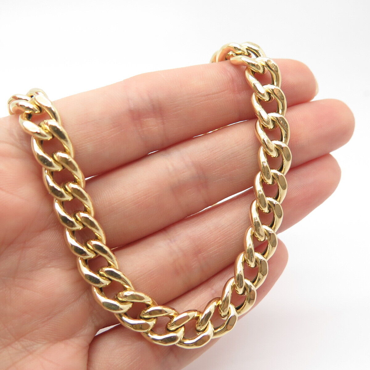 925 Sterling Silver Gold Plated Cable Chain Necklace 18"