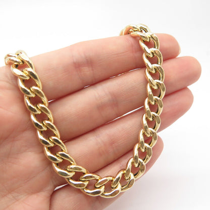 925 Sterling Silver Gold Plated Cable Chain Necklace 18"