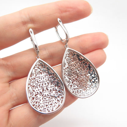 925 Sterling Silver Multi-C Z Dangling Earrings