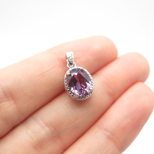 925 Sterling Silver Real Amethyst Gemstone Small Pendant