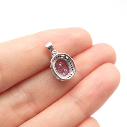 925 Sterling Silver Real Amethyst Gemstone Small Pendant