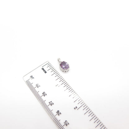 925 Sterling Silver Real Amethyst Gemstone Small Pendant