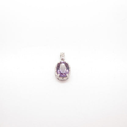 925 Sterling Silver Real Amethyst Gemstone Small Pendant