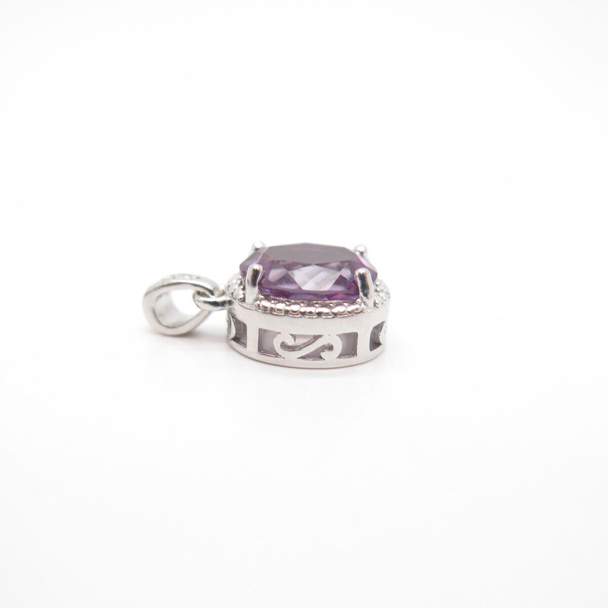 925 Sterling Silver Real Amethyst Gemstone Small Pendant