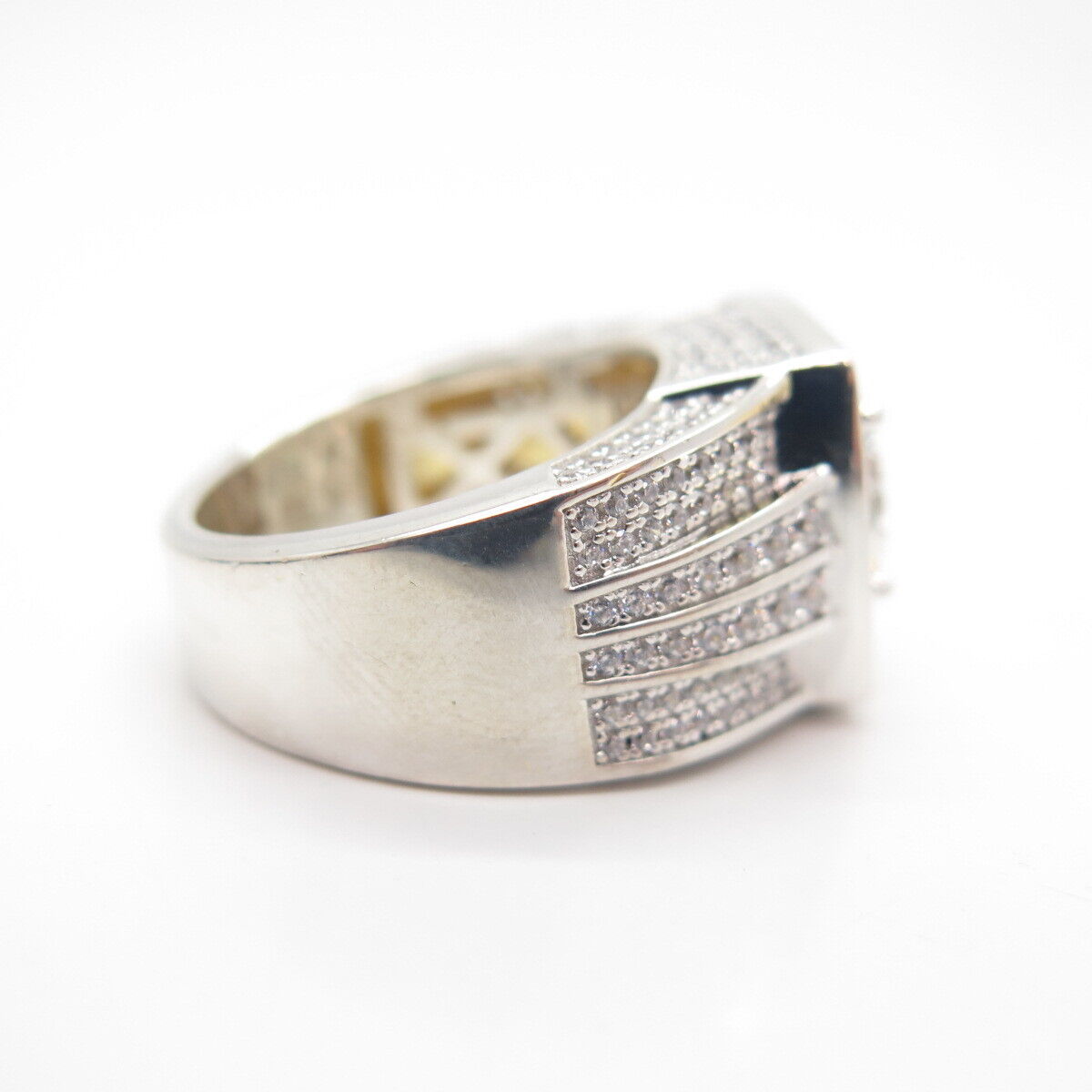 925 Sterling Silver C Z Square Signet Ring Size 9.5