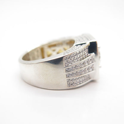 925 Sterling Silver C Z Square Signet Ring Size 9.5