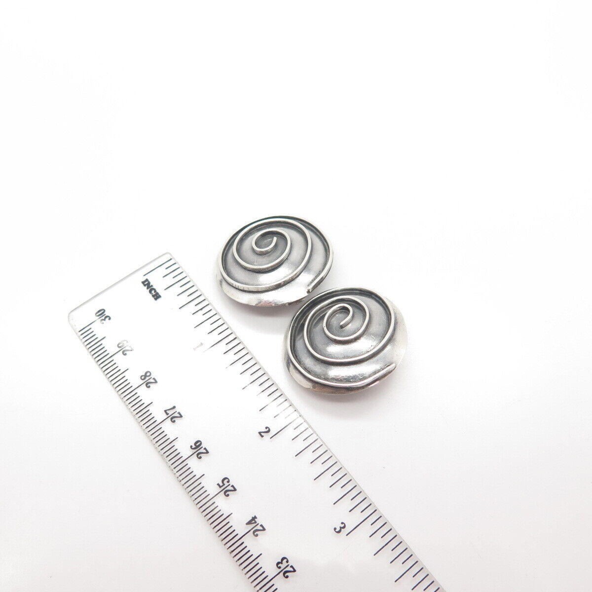 925 Sterling Silver Vintage Swirl Round Clip On Earrings