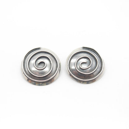 925 Sterling Silver Vintage Swirl Round Clip On Earrings