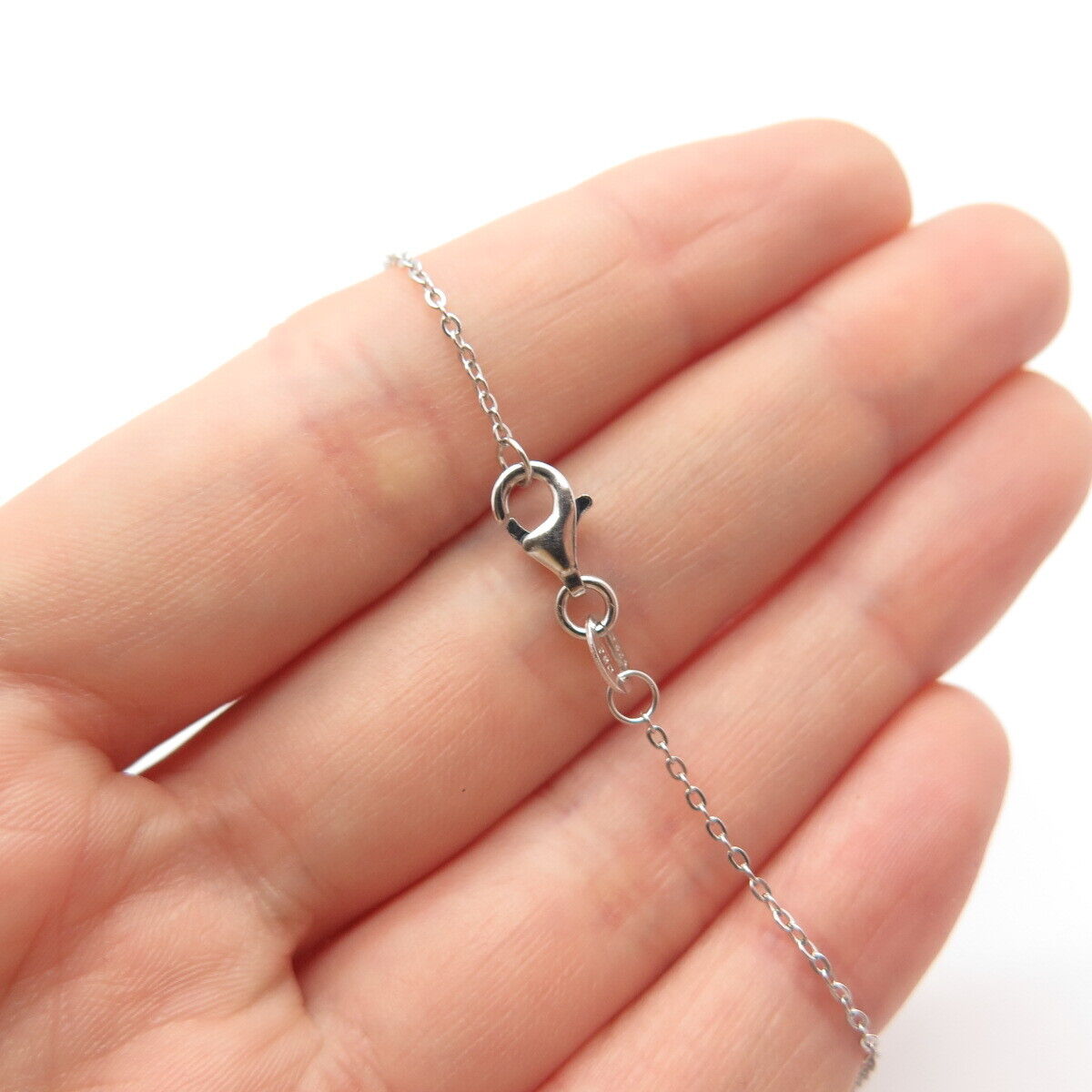 925 Sterling Silver C Z Cross  Rolo Chain Necklace 18"