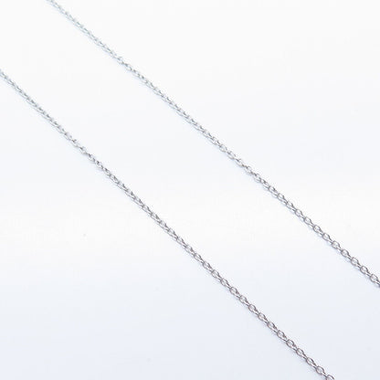 925 Sterling Silver Amethyst-Tone C Z Pendant Rolo Chain Necklace 18"