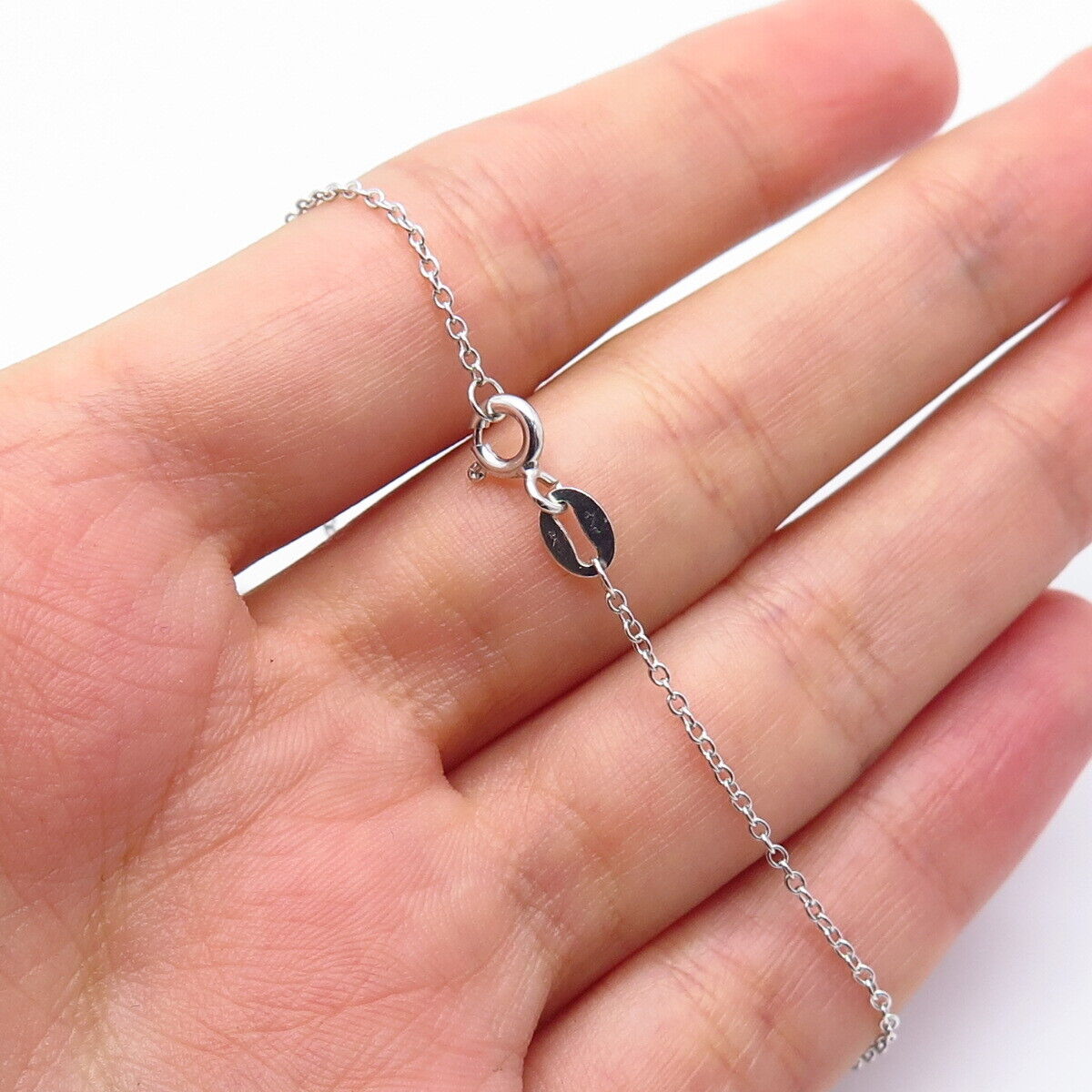 925 Sterling Silver Amethyst-Tone C Z Pendant Rolo Chain Necklace 18"