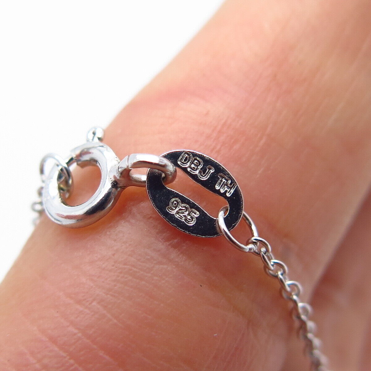 925 Sterling Silver Amethyst-Tone C Z Pendant Rolo Chain Necklace 18"