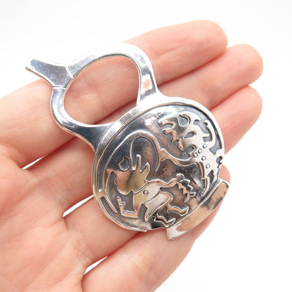 925 Sterling Silver Vintage Peru Tribal Pin Brooch