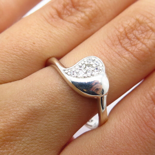 925 Sterling Silver Vintage C Z Heart Ring Size 8.5