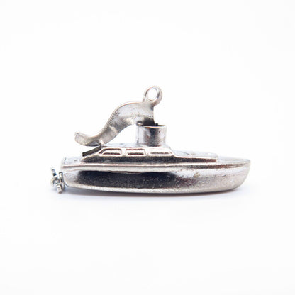 925 Sterling Silver Vintage "Bon Voyage" Ship / Boat Charm Pendant