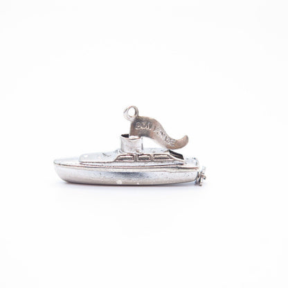 925 Sterling Silver Vintage "Bon Voyage" Ship / Boat Charm Pendant