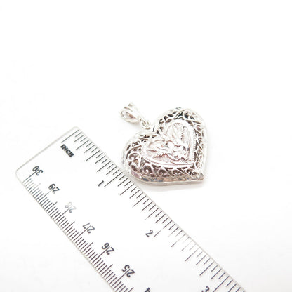 925 Sterling Silver Vintage Ornate Heart Pendant