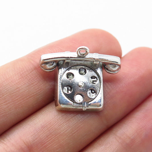 925 Sterling Silver Vintage Retro Phone Charm Pendant