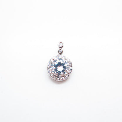 925 Sterling Silver White & Blue Topaz-Tone C Z Slide Pendant