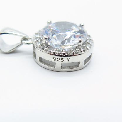 925 Sterling Silver C Z Round Charm Pendant