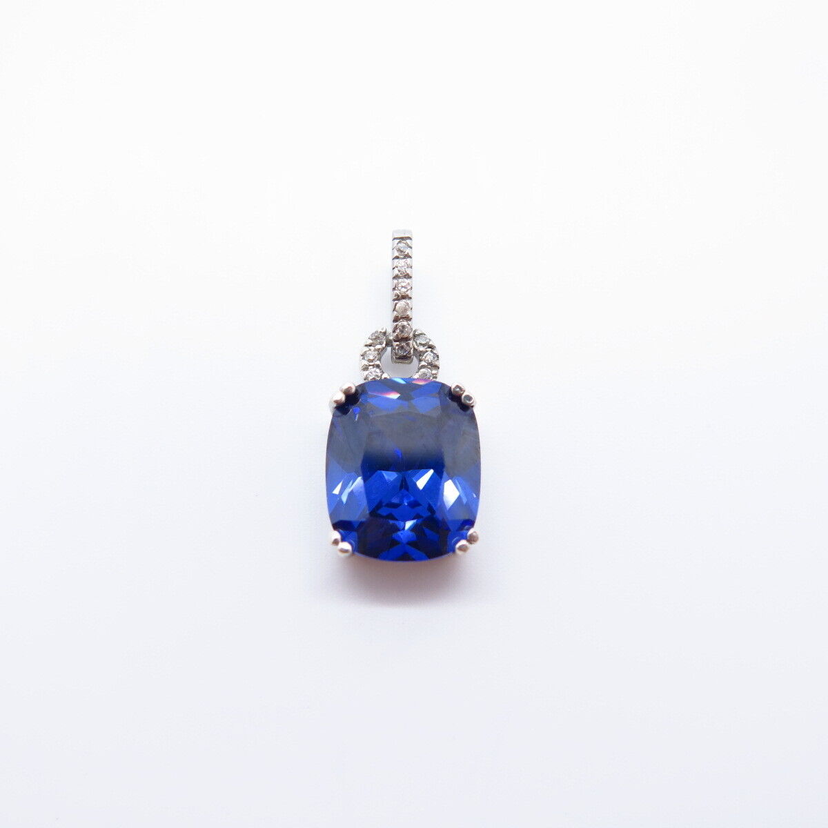 925 Sterling Silver White & Blue C Z Pendant