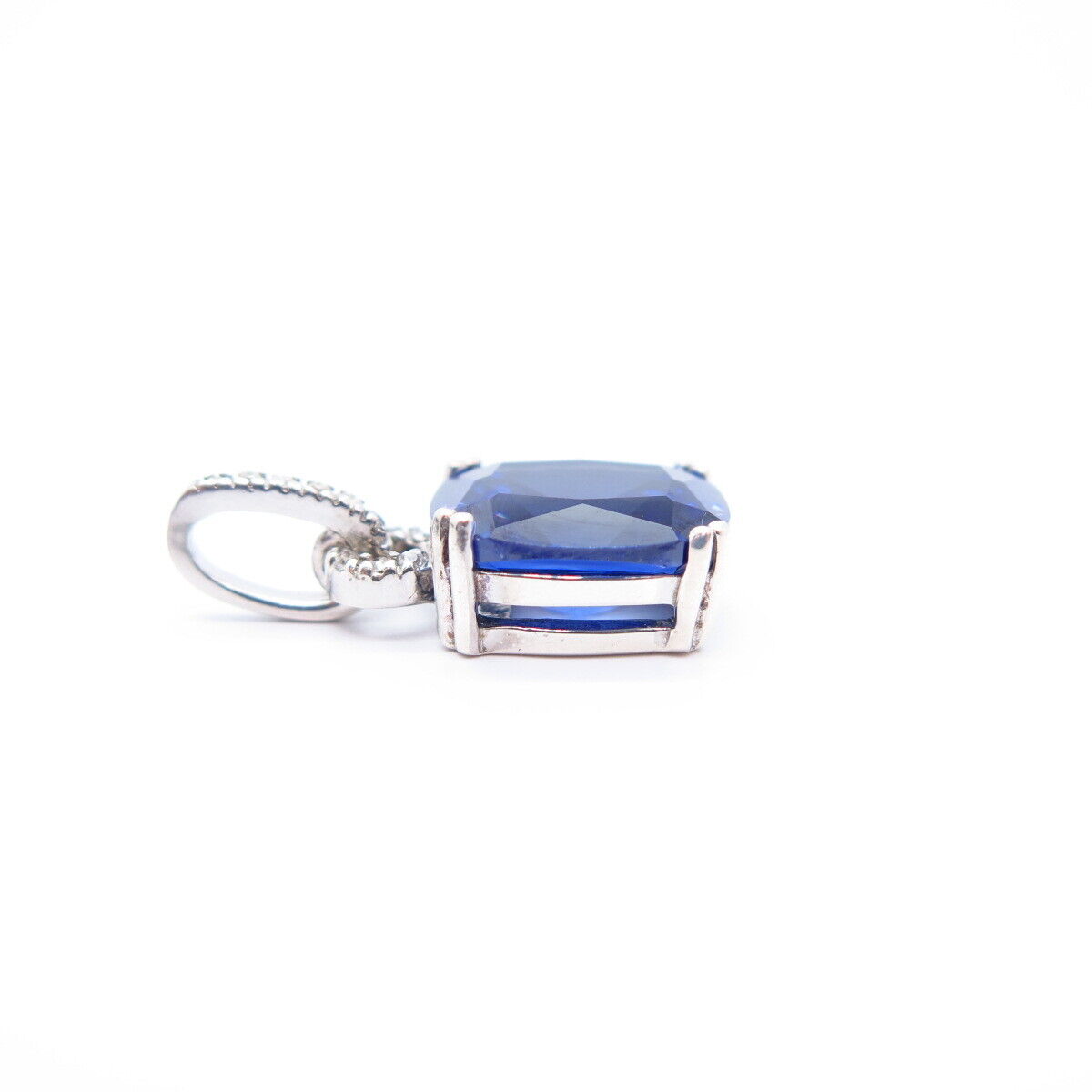 925 Sterling Silver White & Blue C Z Pendant