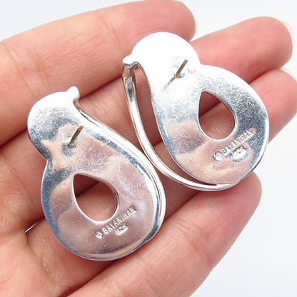 925 Sterling Silver Vintage Bayanihan Modernist Hollow Earrings