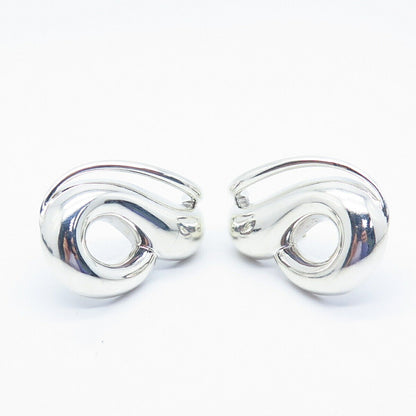 925 Sterling Silver Vintage Bayanihan Modernist Hollow Earrings