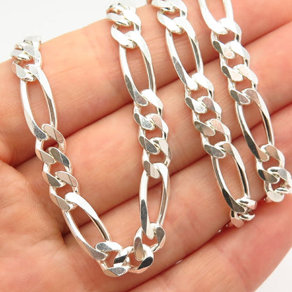 925 Sterling Silver Figaro Chain Necklace 20"