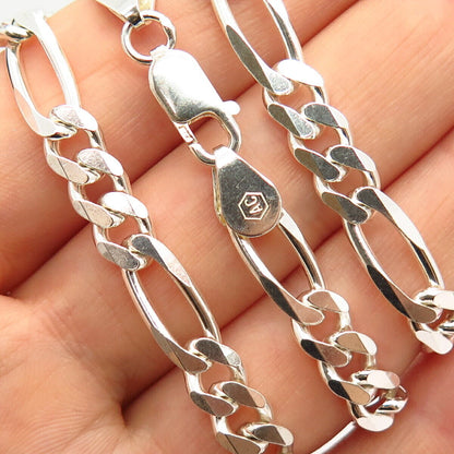 925 Sterling Silver Figaro Chain Necklace 20"