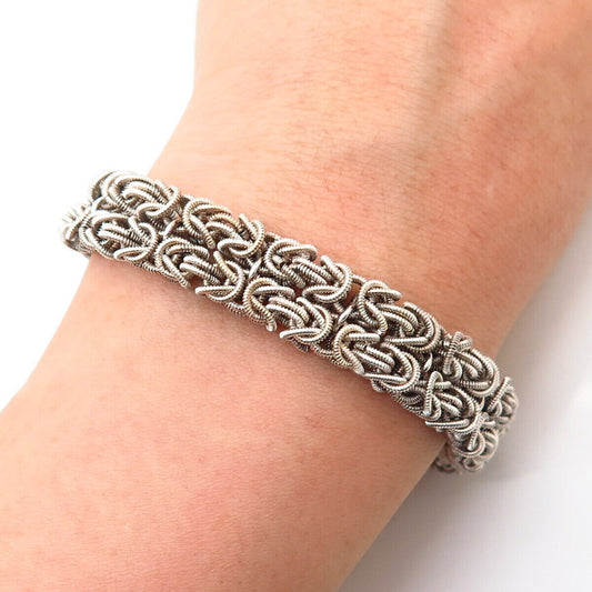 830S Silver Vintage 2-Row Byzantine Link Bracelet 7.5"