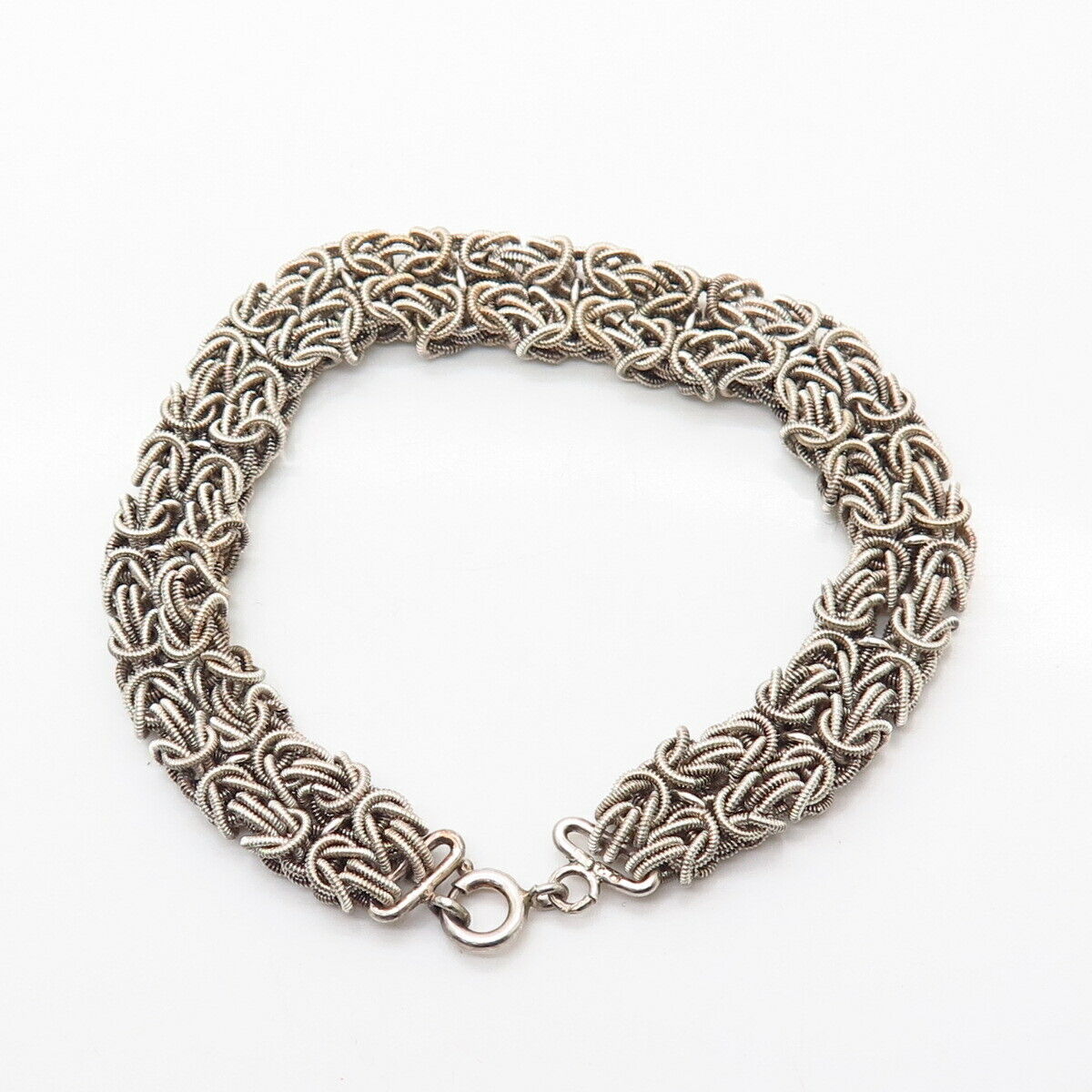 830S Silver Vintage 2-Row Byzantine Link Bracelet 7.5"