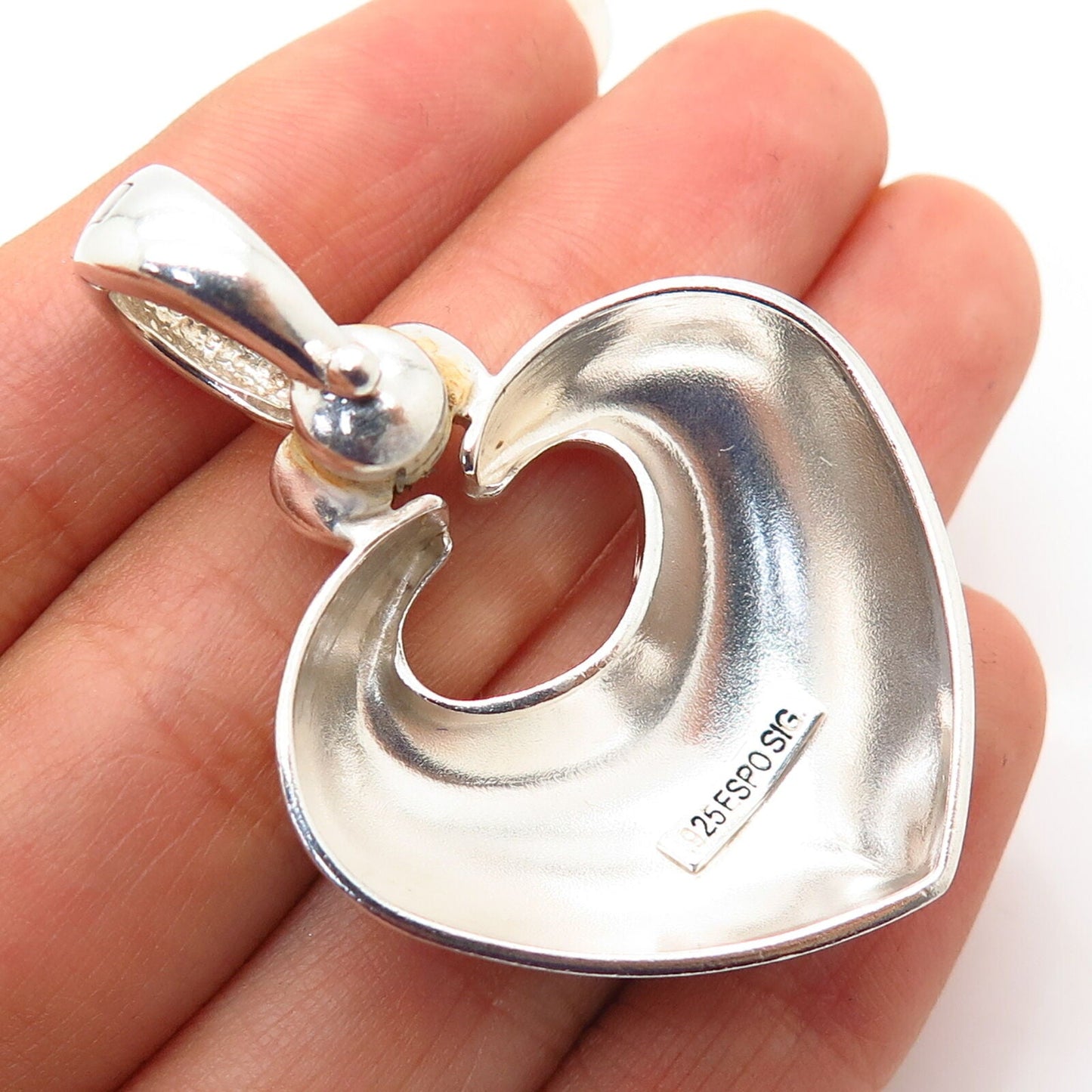 925 Sterling Silver Vintage J. Esposito Heart Design Pendant