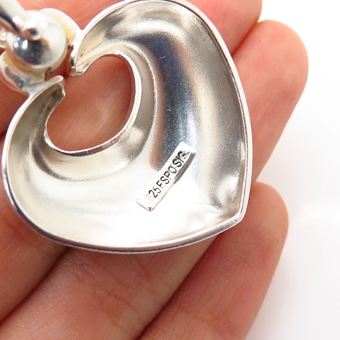 925 Sterling Silver Vintage J. Esposito Heart Design Pendant