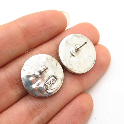 925 Sterling Silver Woven / Mesh Design Round Stud Earrings