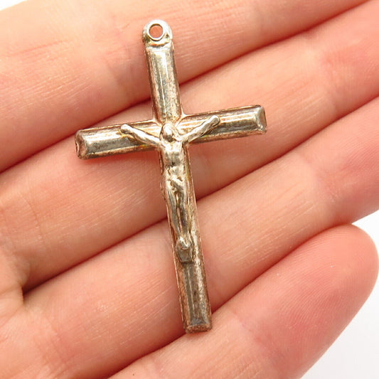 925 Sterling Silver Hollow Crucifix Cross Pendant