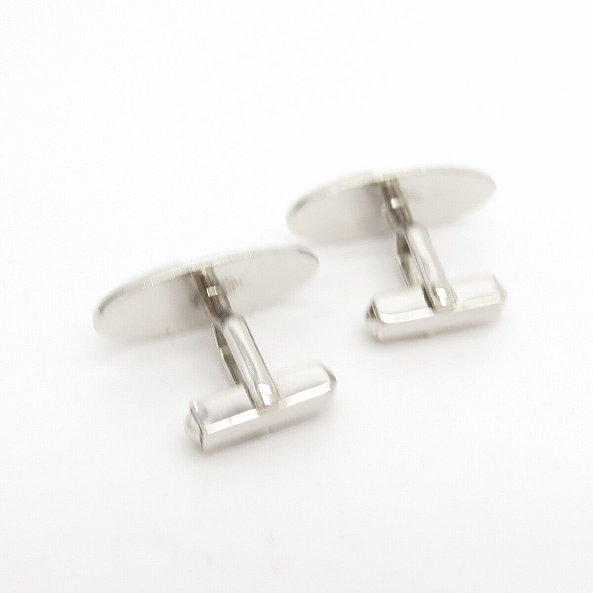 925 Sterling Silver Vintage Etched Floral Oval Cufflinks