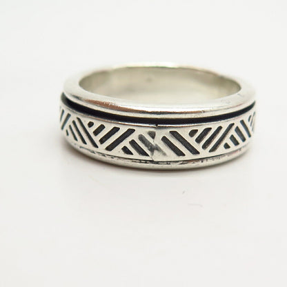 925 Sterling Silver Ornate Rotating Band Ring Size 10