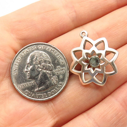 925 Sterling Silver Blue Topaz-Tone C Z Star Design Pendant