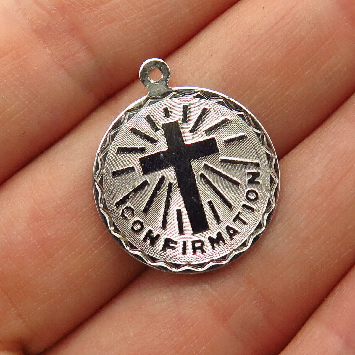 925 Sterling Silver Vintage "Confirmation" Religious Charm Pendant