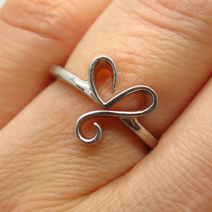 925 Sterling Silver Heart Swirl Ring Size 6.5