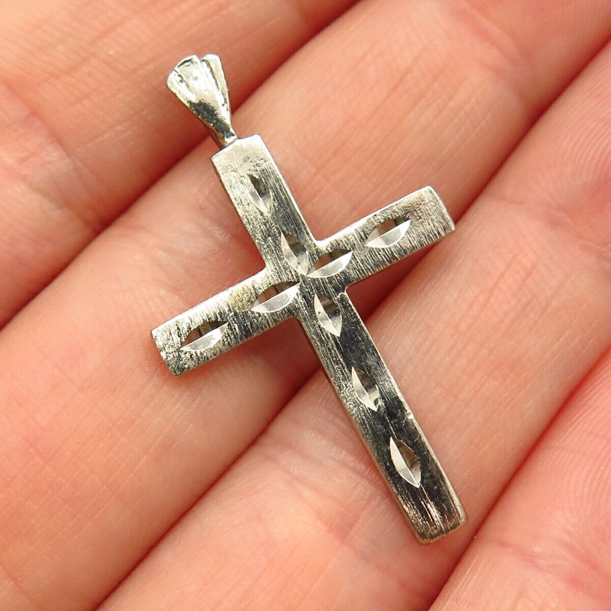 925 Sterling Silver Etched Cross Pendant