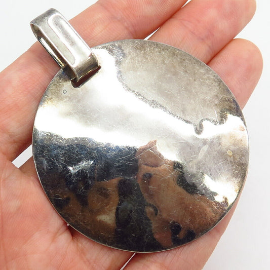 925 Sterling Robert Lee Morris "One World" Hammered Finish Round Slide Pendant