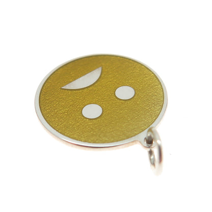 925 Sterling Silver Yellow Enamel Sad Face Emoji Charm Pendant