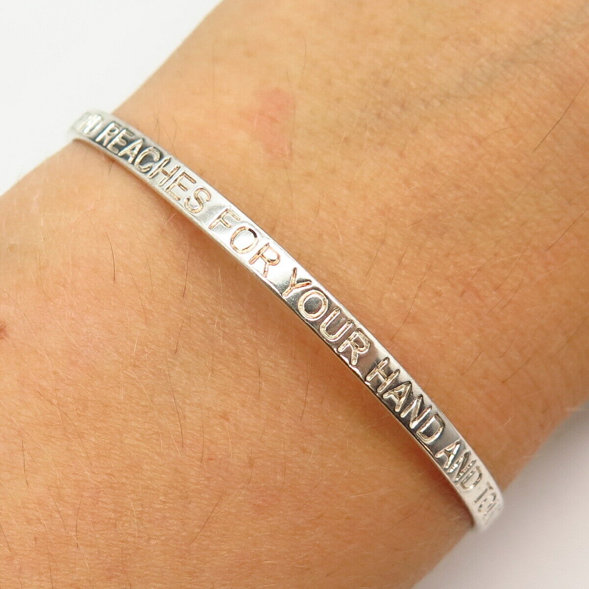 925 Sterling Silver "True Friend" Thin Cuff Bracelet 6 3/4"