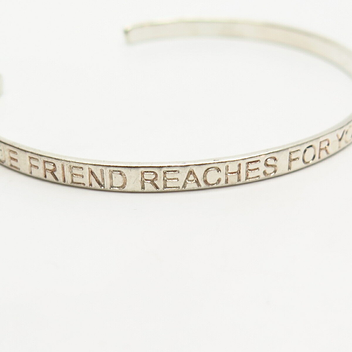 925 Sterling Silver "True Friend" Thin Cuff Bracelet 6 3/4"