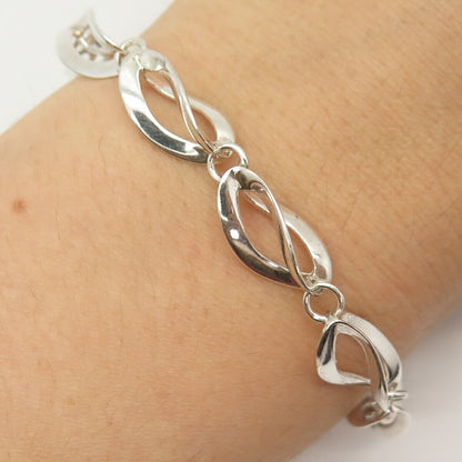 925 Sterling Silver Modernist Link Bracelet 6.5"