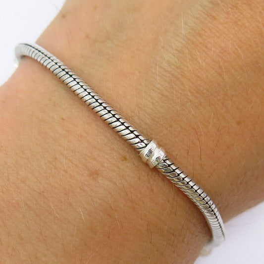 925 Sterling Silver Pandora Herringbone Link Bracelet 7 1/4"