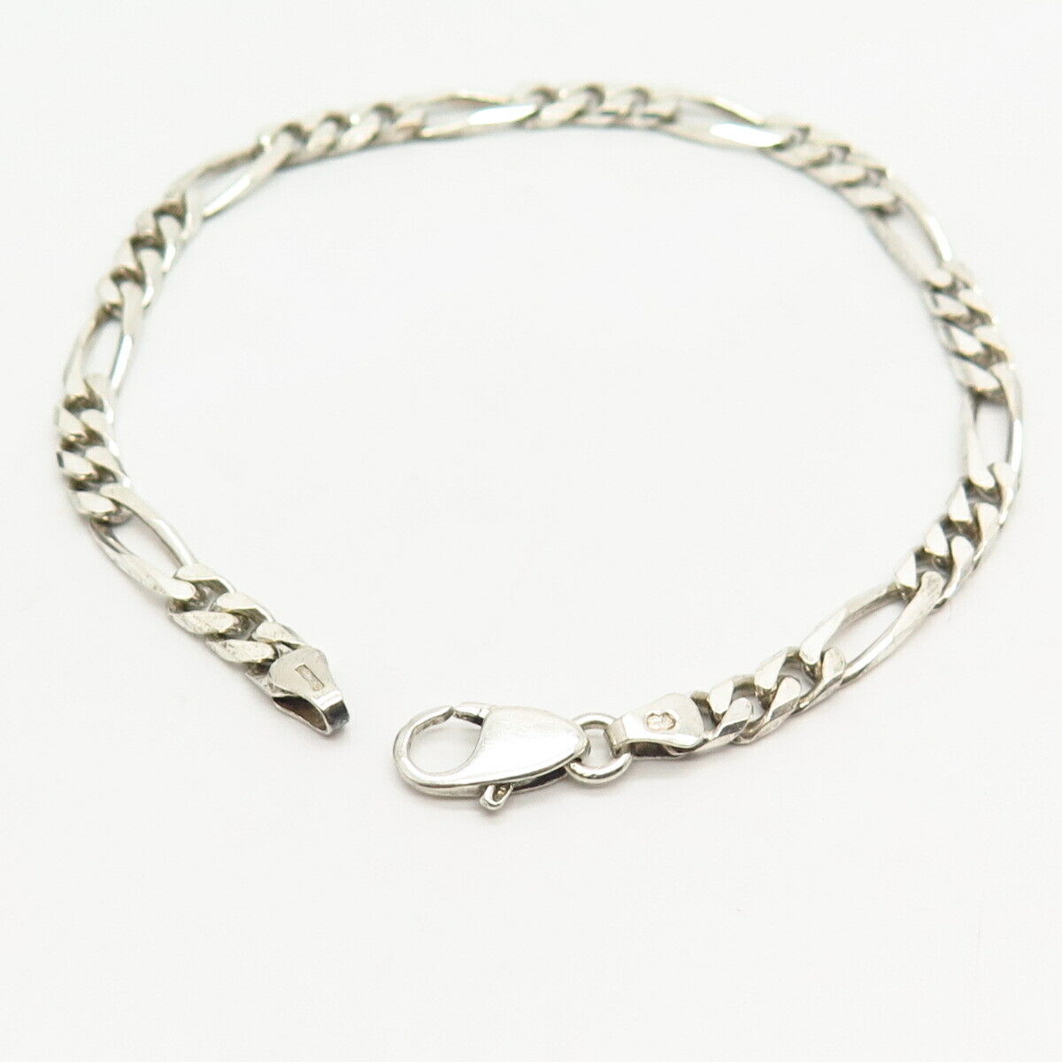 925 Sterling Silver Figaro Link Bracelet 7.5"